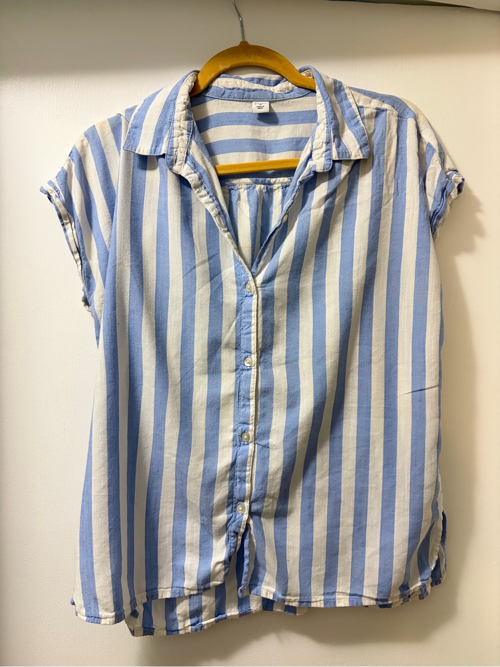 Light Blue & White Striped Button-Front Women's Shirt